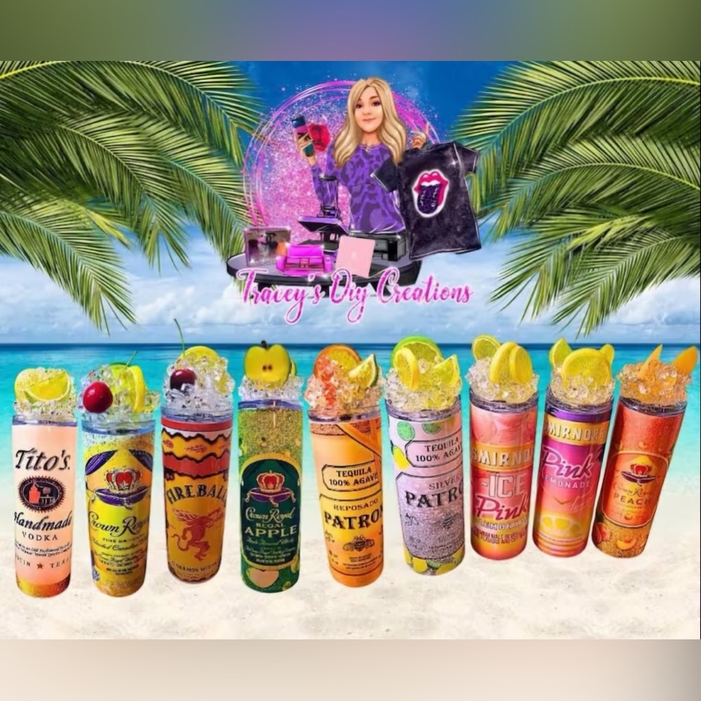 Summer Alcohol Drinks 20 oz Tumbler With Removable Magnetic Ice Topper